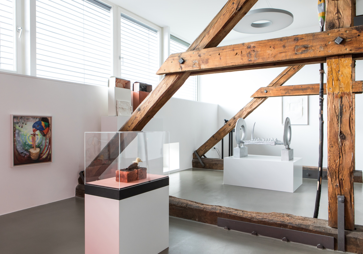 Ausstellungsansicht SCHAU....5 mit Werken von Ulu Braun, Cédric Eisenring und Bruno Gironcoli, Foto: Gernot Gleiss